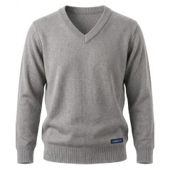 Pull Coton gris Col V - CARRICK France
