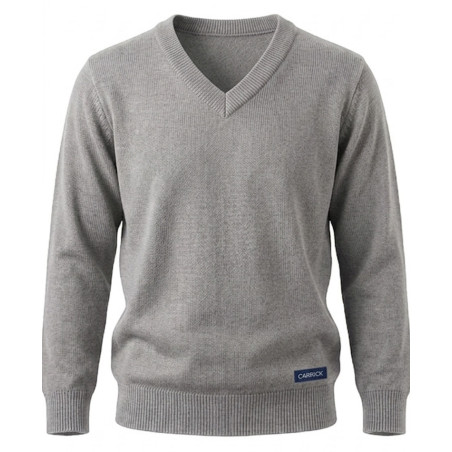 Pull Coton gris Col V - CARRICK France