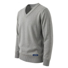 Pull Col V Coton - Gris clair