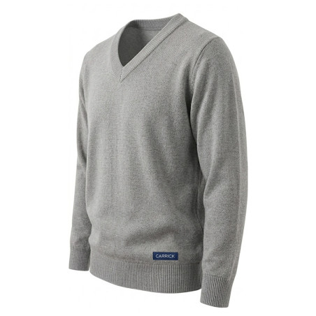 Pull Col V Coton - Gris clair