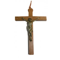 Croix chêne avec Christ en bronze - CARRICK France