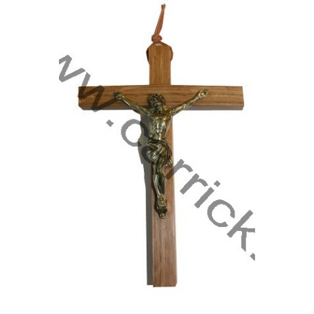 Croix chêne avec Christ en bronze