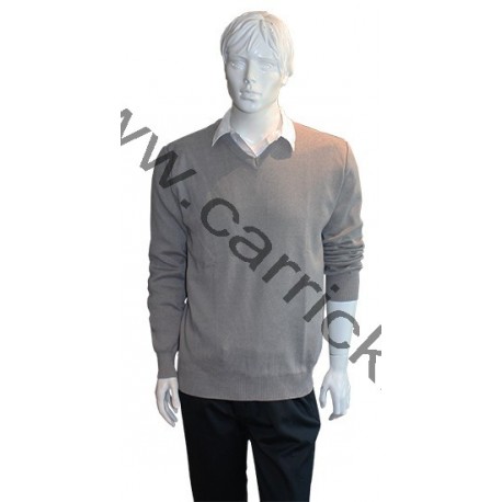 Pull Coton GRIS col V Pull Coton GRIS col V