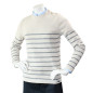 Pull fin rayé Ecru-gris Pull fin rayé Ecru-gris