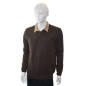 Pull fin col V MARRON