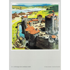 Estampe L'attaque du château fort - Univers Pierre Joubert