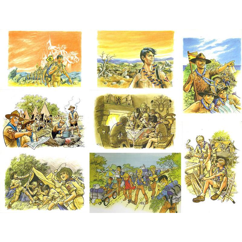 Lot de 8 cartes postales 'Vie Scoute'